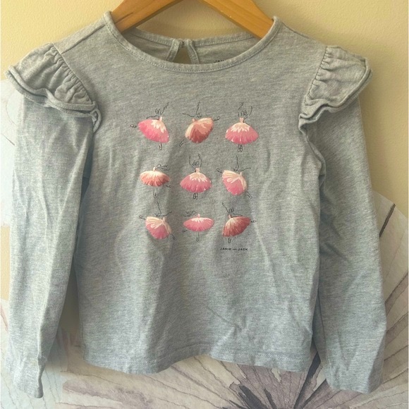 Janie and Jack Ballerina Ruffle Shoulder Tee, size 4 - Picture 6 of 10
